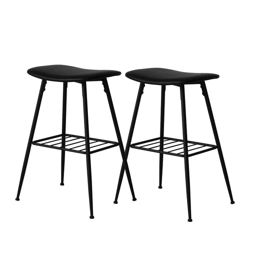 Levede 2x Bar Stools Kitchen Bar Pub Stool Counter Dining Chair PU Leather Black