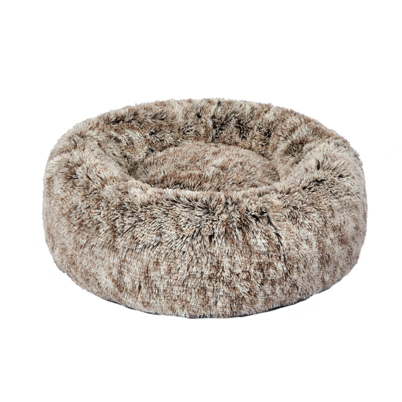 PaWz Pet Bed Cat Dog Donut Nest Soft Plush Kennel Brown