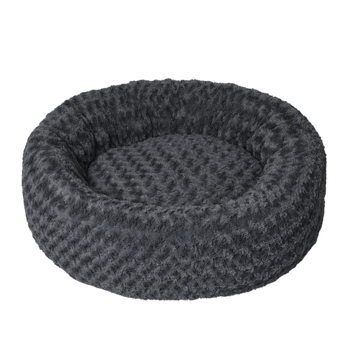 PaWz Calming Dog Bed Warm Soft Plush Pet Cat Cave Washable Portable Dark Grey L