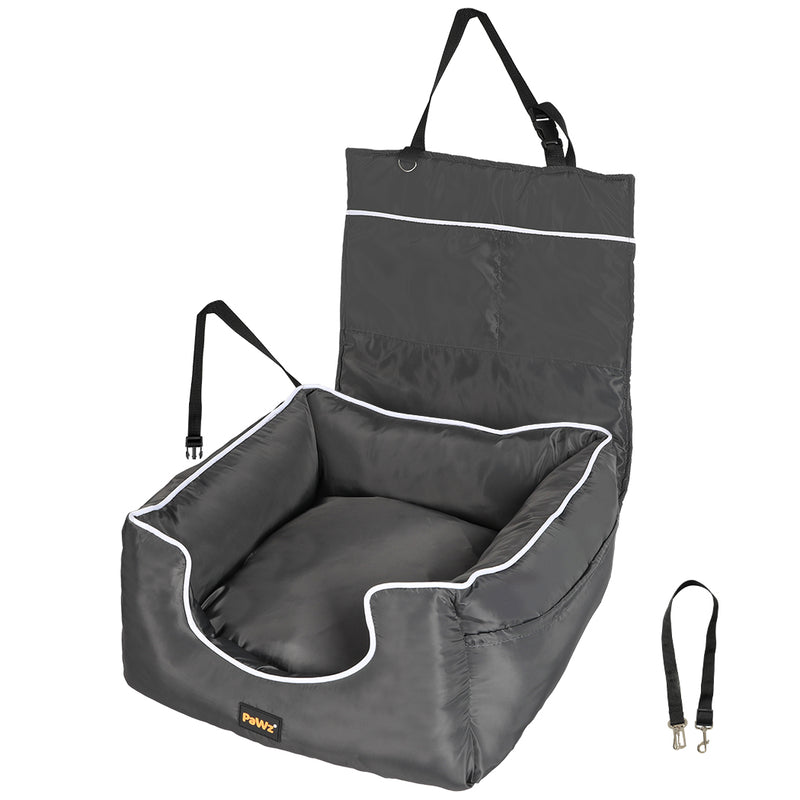 PaWz Dog Car Booster Seat Belt Pet Backrest Safe Protector Waterproof Travel Bed Gray