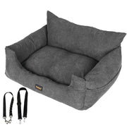 PaWz Pet Car Booster Seat Dog Protector Portable Travel Bed Removable Gray L