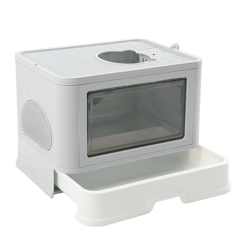 PaWz Foldable Cat Litter Box Tray Enclosed Kitty Toilet Hood Hair Grooming
