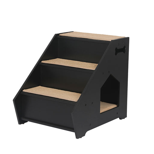 PaWz Wooden Dog Ramp Stairs Steps For Bed Pet Calming Kennel Non-Slip Black