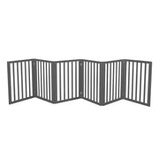 PaWz Wooden Pet Gate Dog Fence Safety Stair Barrier Security Door 6 Panels Gray