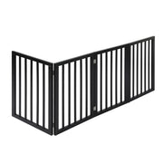 Wooden Pet Gate Dog Fence Retractable Barrier Portable Door 4 Panel