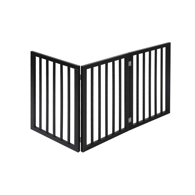 Wooden Pet Gate Dog Fence Retractable Barrier Portable Door 3 Panel
