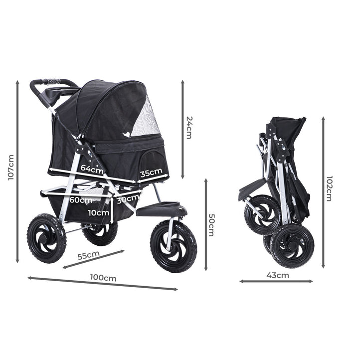 dog stroller nz PaWz 3 Wheels Foldable Large Pet Stroller