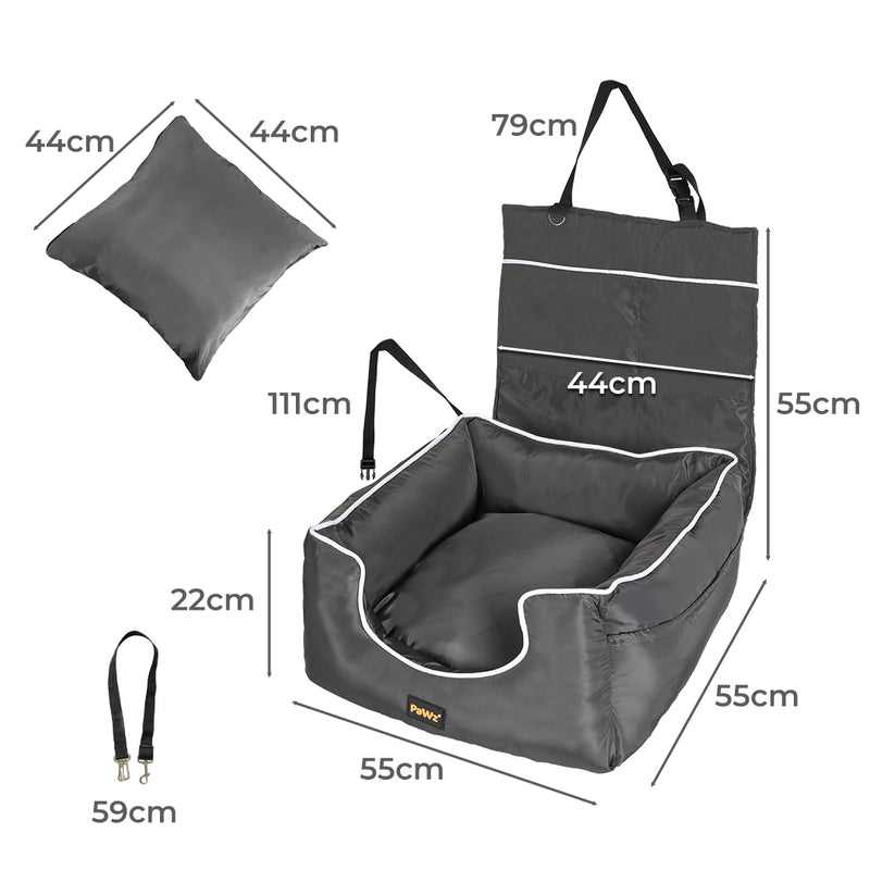 PaWz Dog Car Booster Seat Belt Pet Backrest Safe Protector Waterproof Travel Bed