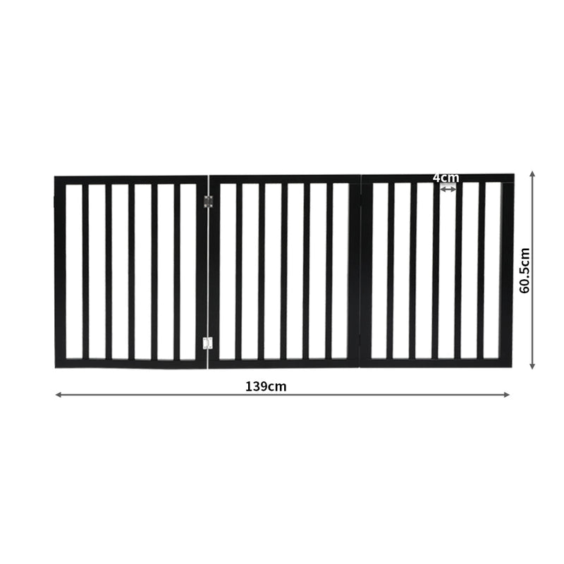 Wooden Pet Gate Dog Fence Retractable Barrier Portable Door 3 Panel