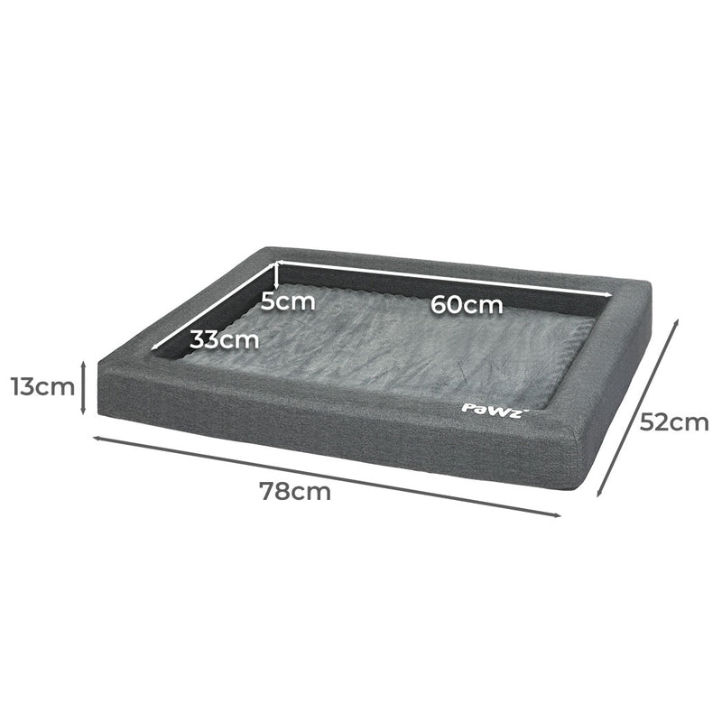 PaWz Memory Foam Pet Bed Calming Dog Cushion Orthopedic Mat Washable Removable L