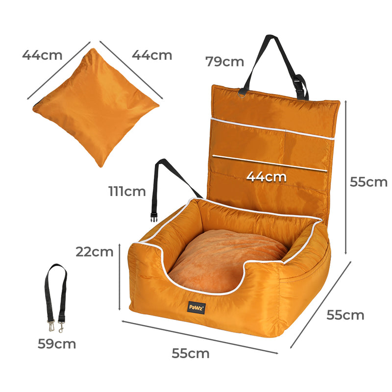 PaWz Dog Car Booster Seat Belt Pet Backrest Safe Protector Waterproof Travel Bed