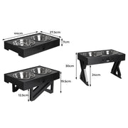 PaWz Elevated Pet Feeder Food Water Double Bowl Adjustable Height Raised Stand