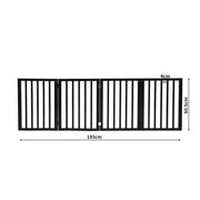 Wooden Pet Gate Dog Fence Retractable Barrier Portable Door 4 Panel