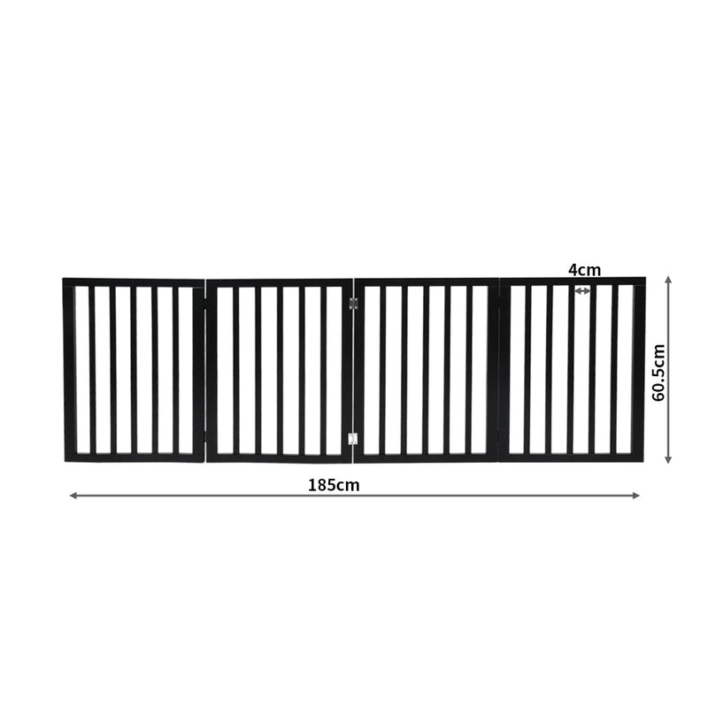 Wooden Pet Gate Dog Fence Retractable Barrier Portable Door 4 Panel