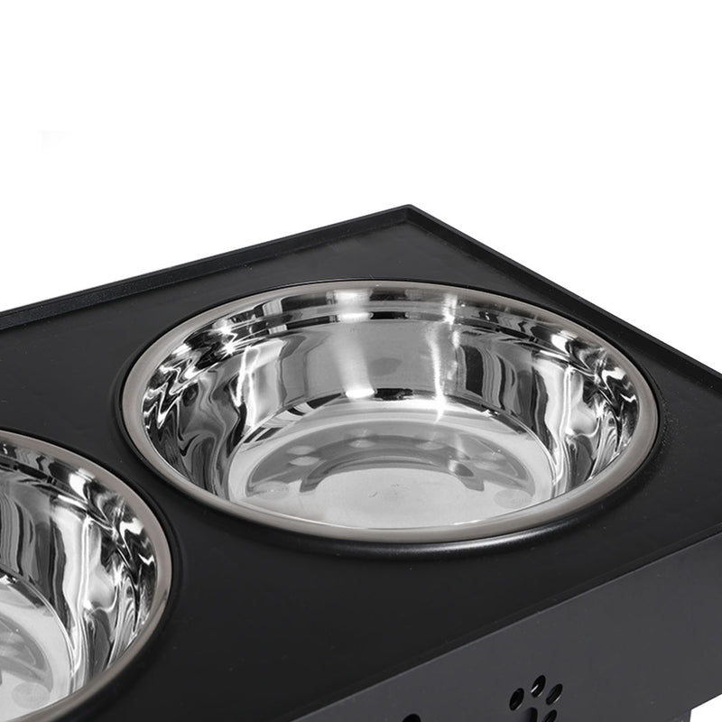 PaWz Elevated Pet Feeder Food Water Double Bowl Adjustable Height Raised Stand