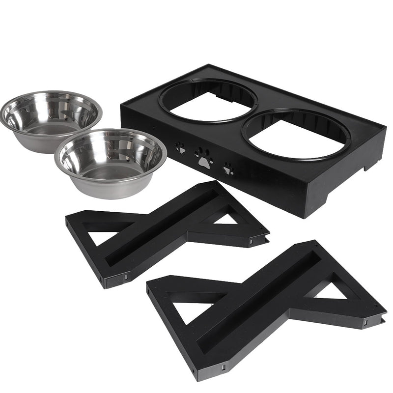 PaWz Elevated Pet Feeder Food Water Double Bowl Adjustable Height Raised Stand