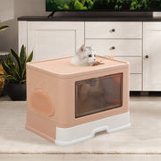 PaWz Foldable Cat Litter Box Tray Enclosed Kitty Toilet Hood Hair Grooming