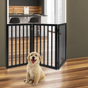 Wooden Pet Gate Dog Fence Retractable Barrier Portable Door 3 Panel
