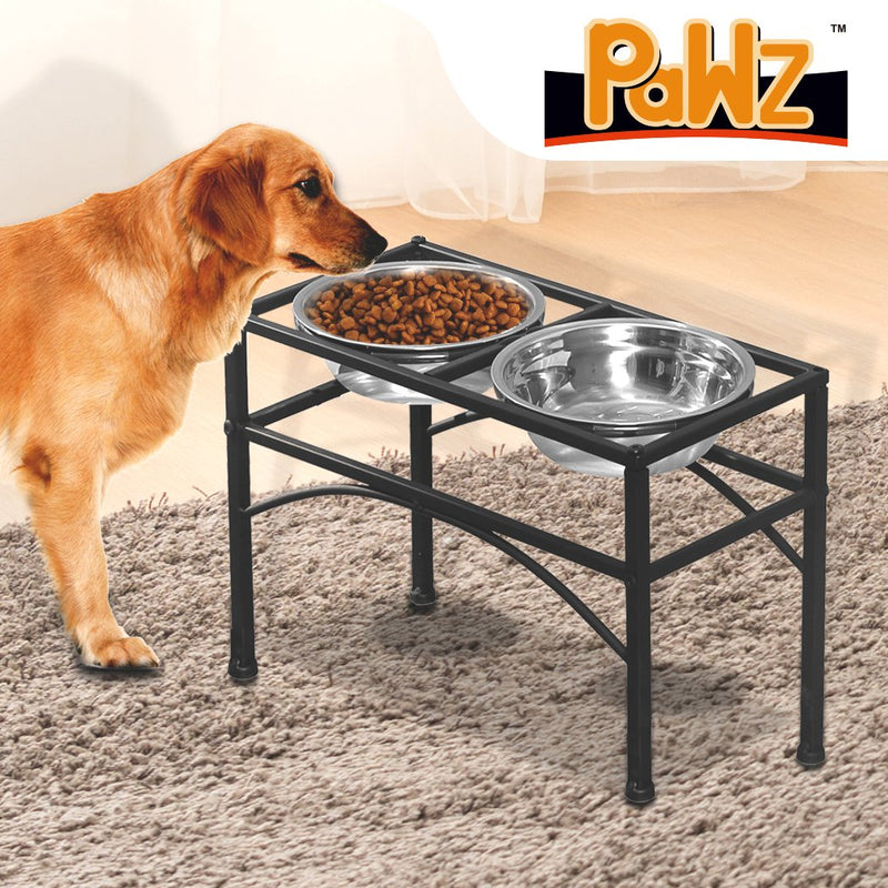 PaWz Dual Elevated Raised Pet Dog Feeder Bowl Stainless Steel Food Water Stand