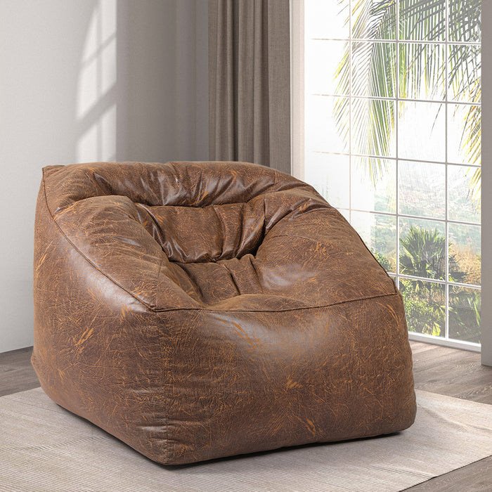 Marlow Bean Bag Chair Cover PU Leather Home Accent Game Seat Lazy Sofa Rustic