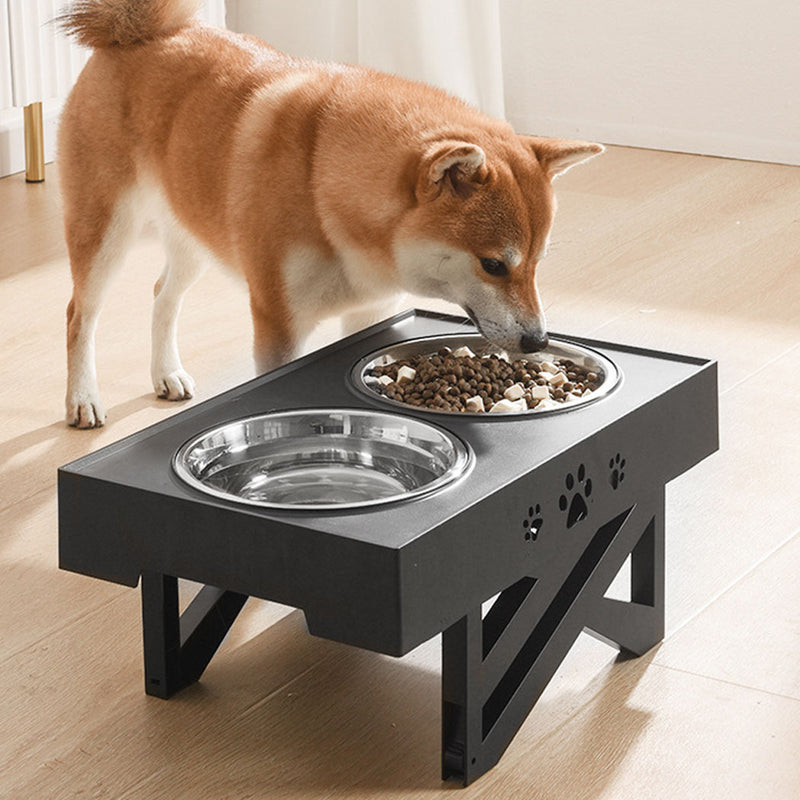 PaWz Elevated Pet Feeder Food Water Double Bowl Adjustable Height Raised Stand