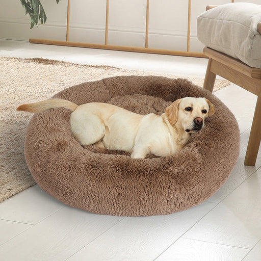 PaWz Pet Bed Cat Dog Donut Nest Calming Kennel Cave Deep Sleeping 3XL Brown