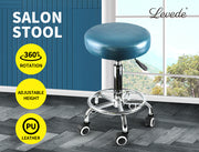 Levede Bar Stools Salon Stool Swivel Barber Dining Chair PU Hydraulic Lift Teal